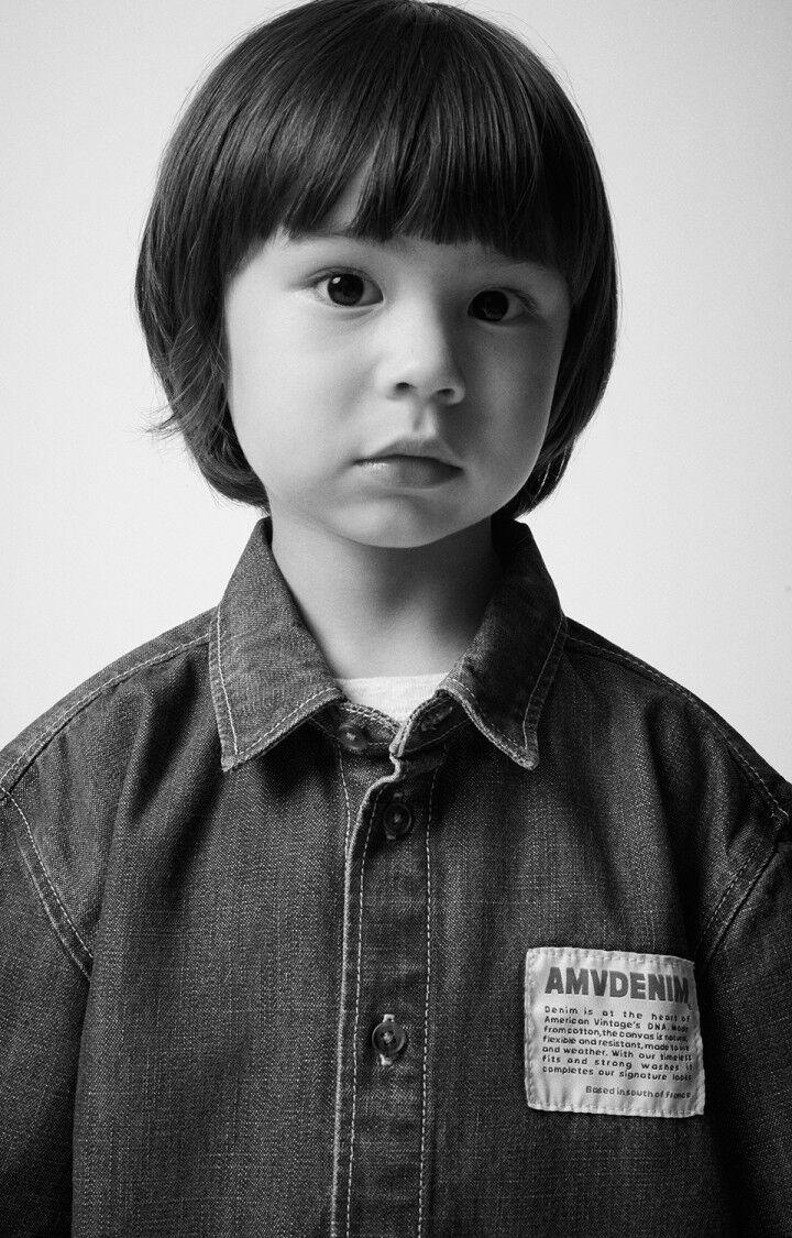 American Vintage Chemise Enfant Ozyr - MEDIUM GREEN CAST 16 Manches Courtes Bleu - E25