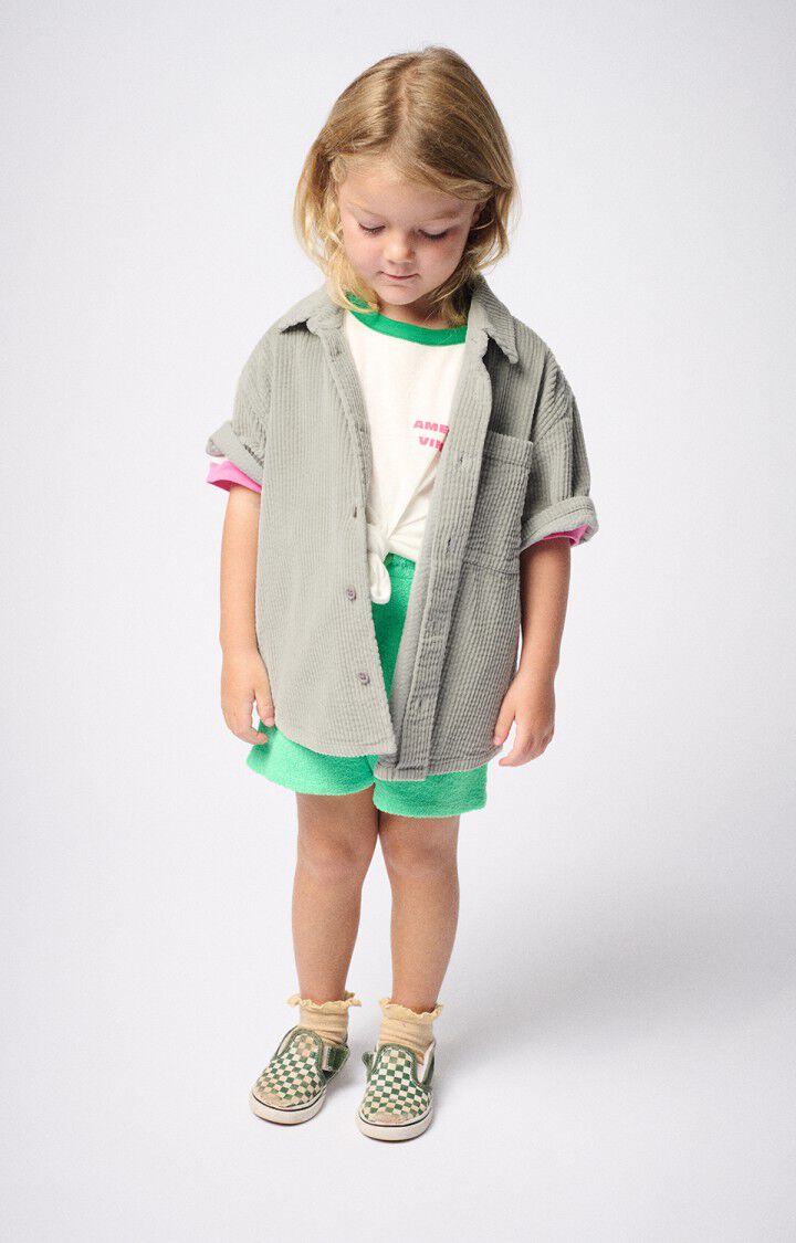 american vintage Chemise enfant Padow - GRISOU VINTAGE 16 Manches courtes Gris - E25