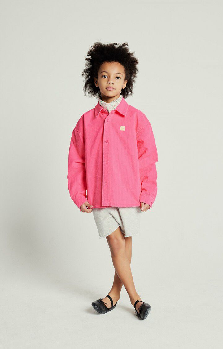 american vintage Chemise enfant Rygybay - GERANIUM FLUO 32 Manches longues Rose - E25