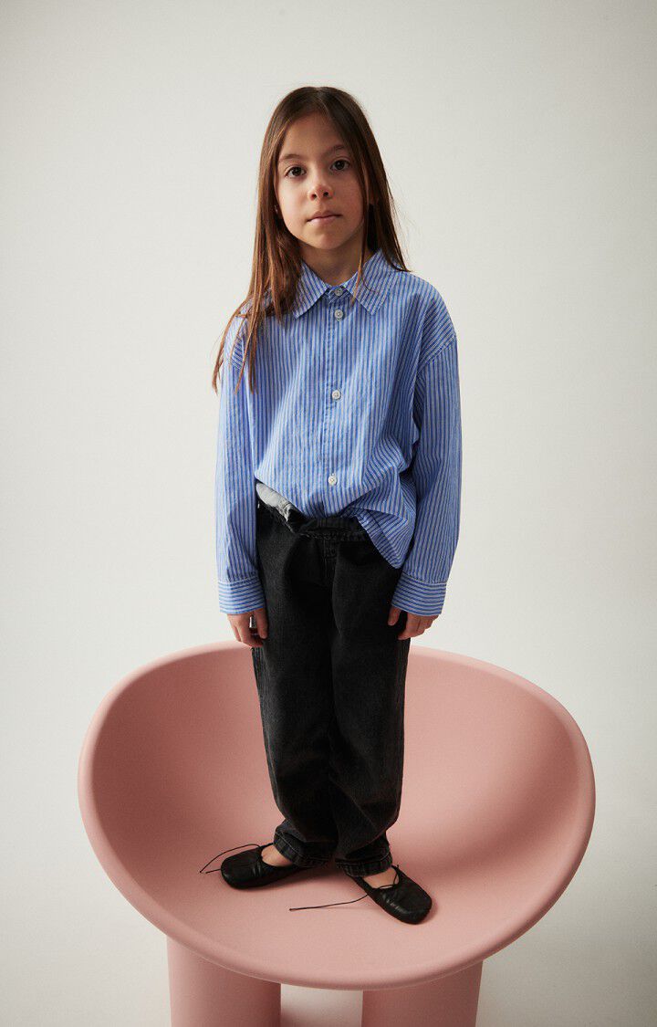 American Vintage Chemise Enfant Zatybay - RAYURES AQUA 33 Manches Longues Bleu - E25