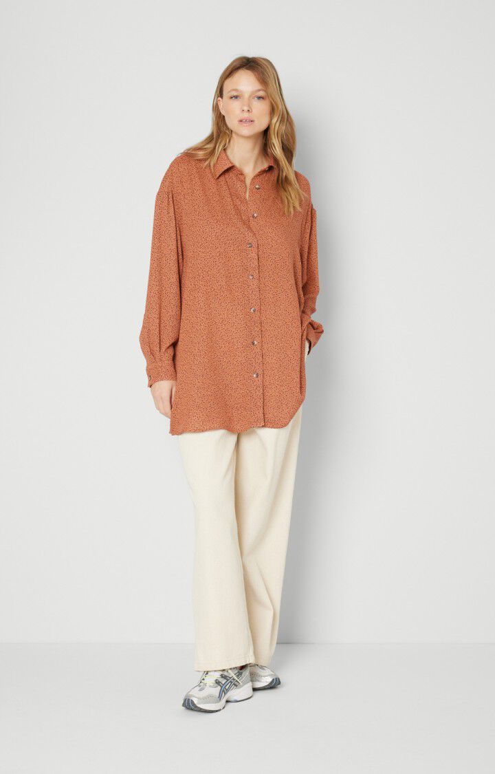 American Vintage Chemise Femme Azulay - DOUCETTE BEIGE Manches Longues Marron - H19