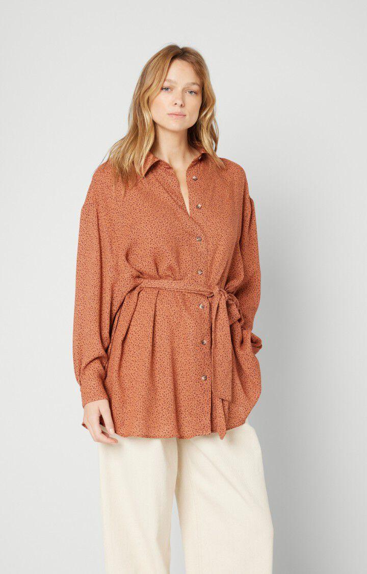 american vintage Chemise femme Azulay - DOUCETTE BEIGE Manches longues Marron - H19
