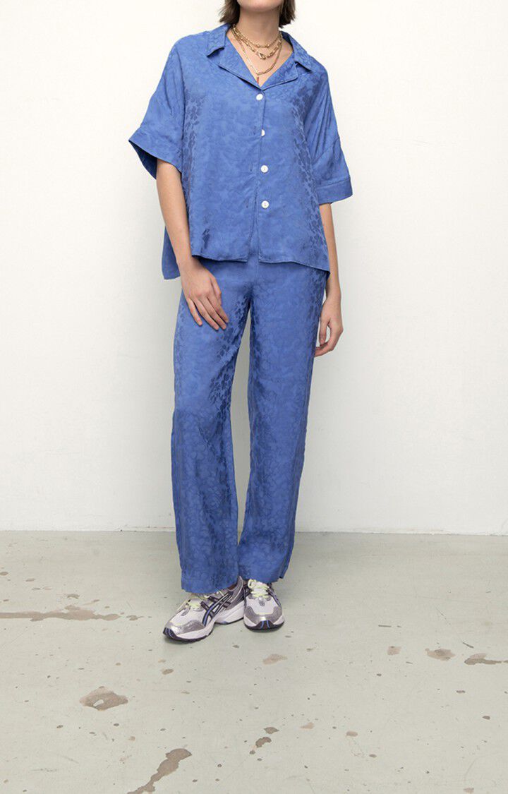 american vintage Chemise femme Bukbay - MARIN Manches courtes Bleu - E22