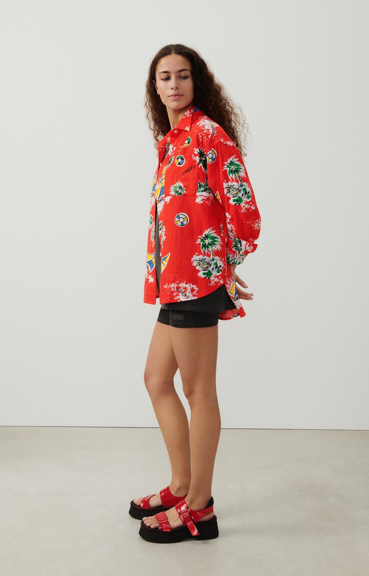 American Vintage Chemise Femme Bygoo - BENY 55 Manches Longues Rouge - E24