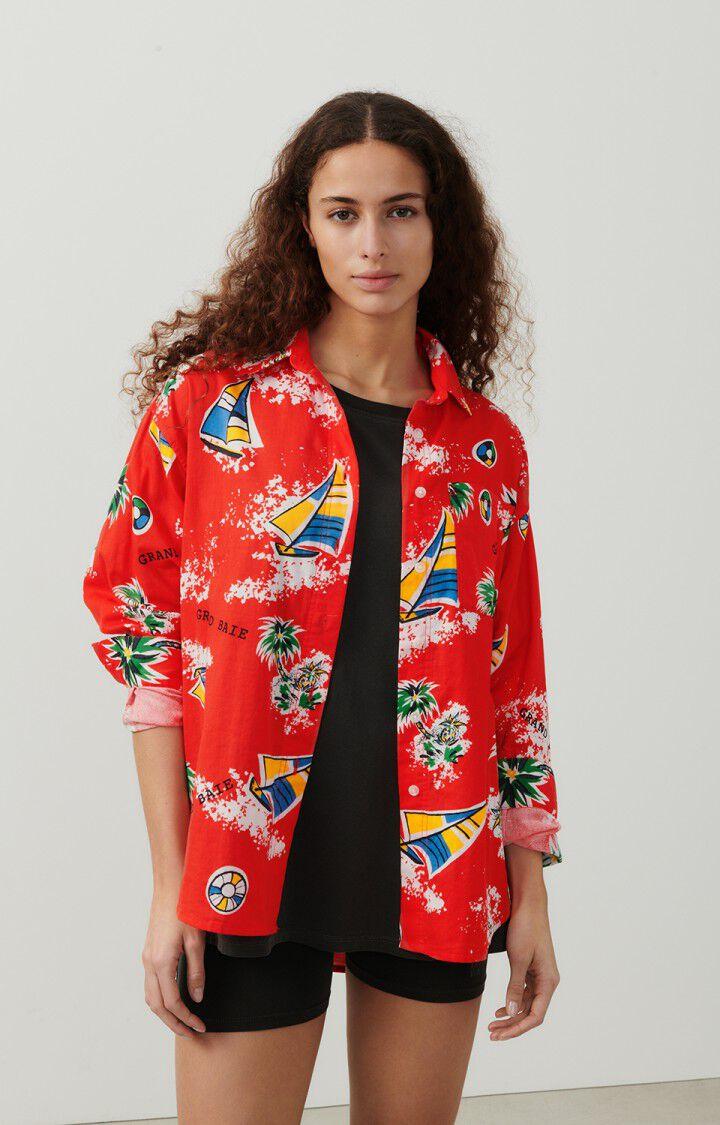 american vintage Chemise femme Bygoo - BENY 55 Manches longues Rouge - E24