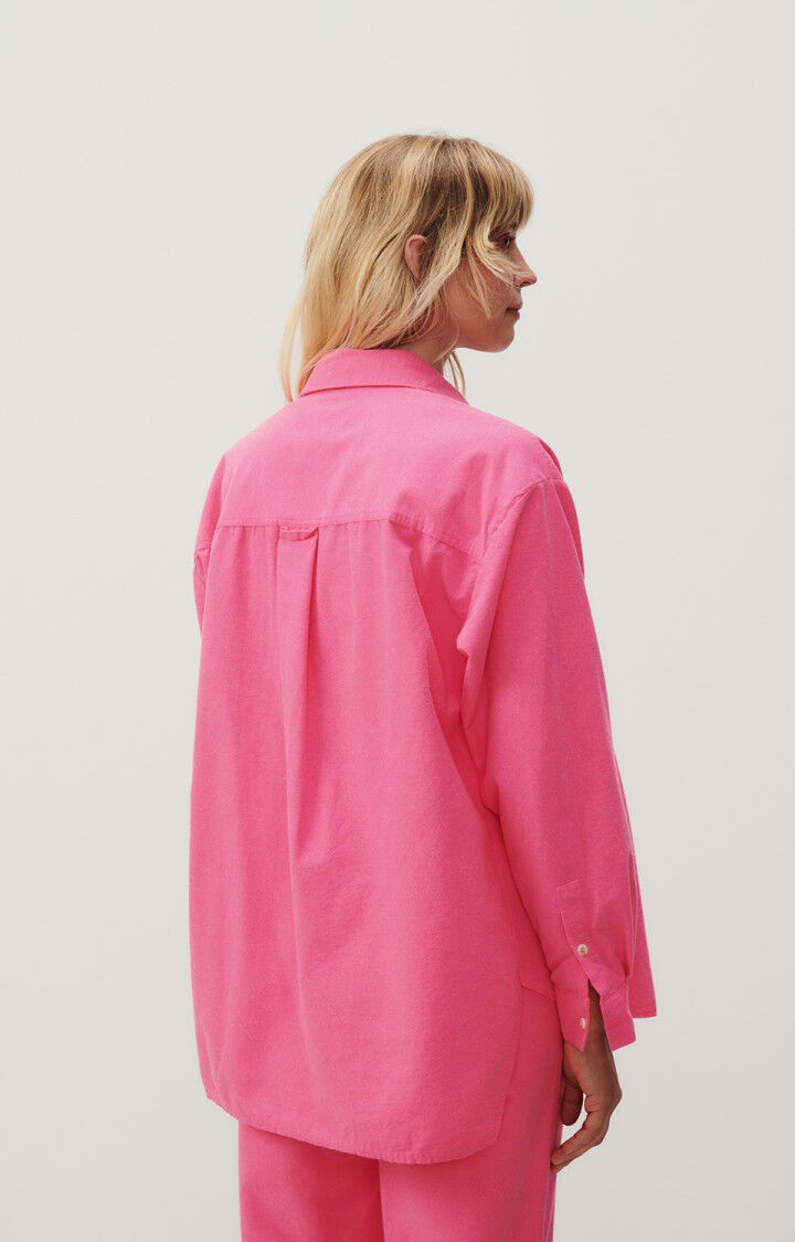 American Vintage Chemise Femme Dakota - ROSE FLUO 55 Manches Longues Rose - E24