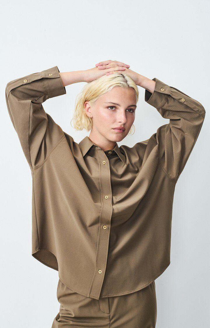 american vintage Chemise femme Doacity - ARTICHAUT 50 Manches longues Marron - H24