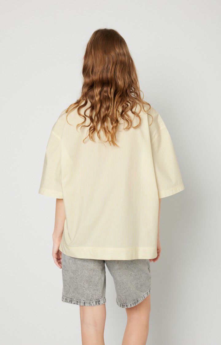 American Vintage Chemise Femme Eliabay - RAYURES JAUNES Manches Courtes Jaune - E22