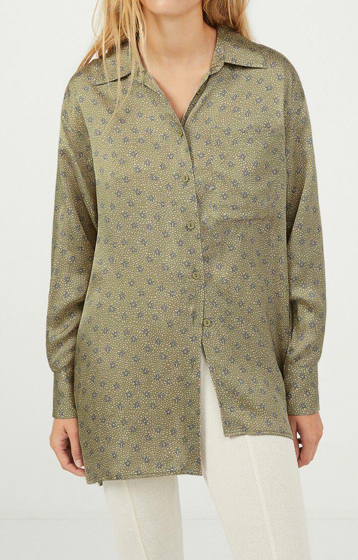 american vintage Chemise femme Gintown - MARIANNE Manches longues Vert - H21