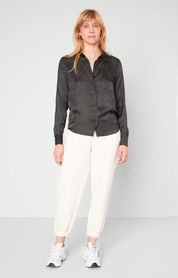 American Vintage Chemise Femme Gitaka - CARBONE Manches Longues Noir - E21