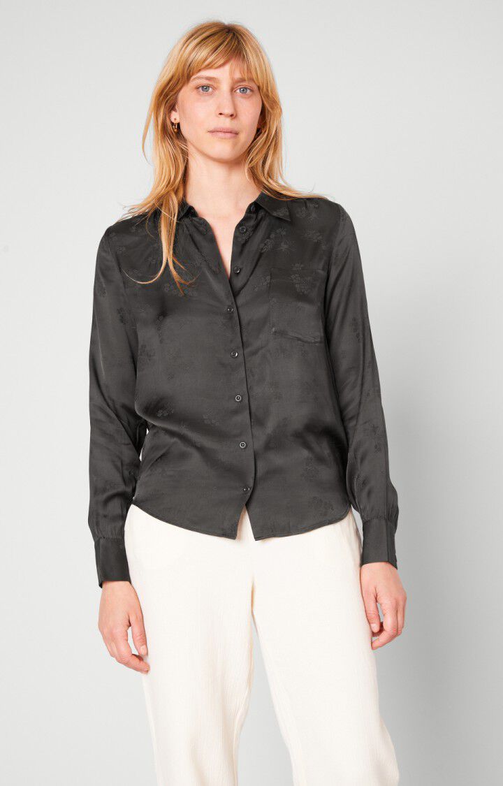 american vintage Chemise femme Gitaka - CARBONE Manches longues Noir - E21