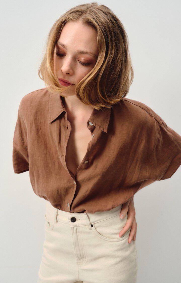 american vintage Chemise femme Ivybo - CACAO 21 Manches courtes Marron - E24