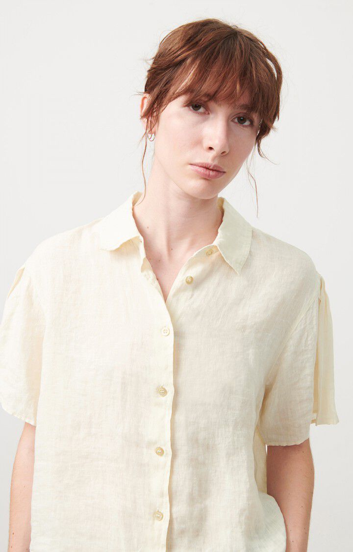 american vintage Chemise femme Ivybo - ECRU 24 Manches courtes Beige - E23