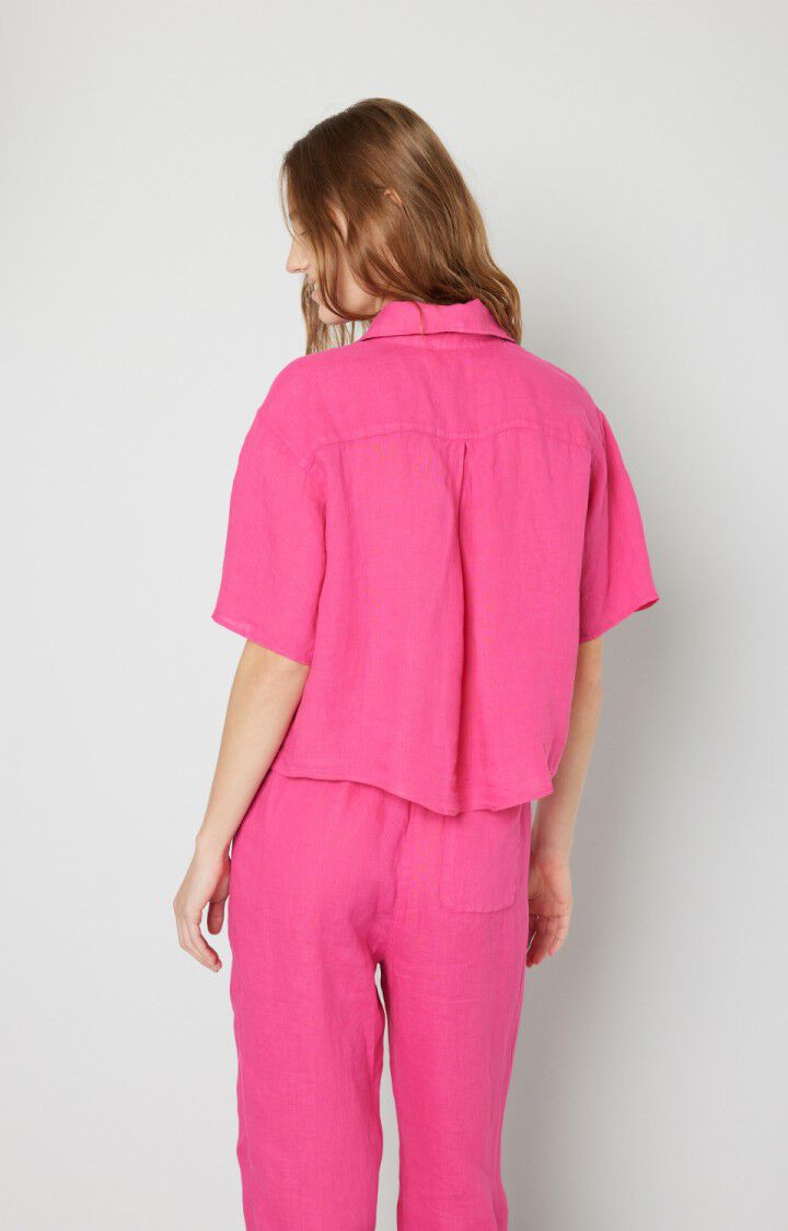 American Vintage Chemise Femme Ivybo - HIBISCUS Manches Courtes Rose - E22