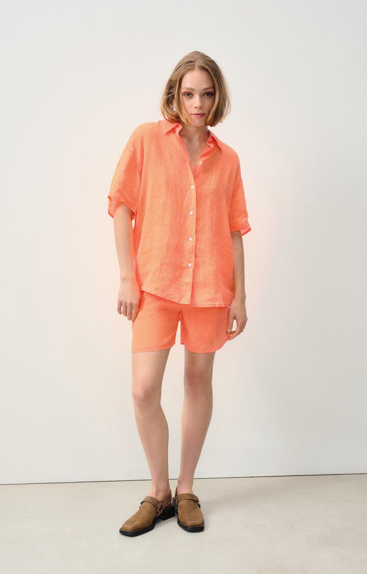 American Vintage Chemise Femme Ivybo - ORANGE FLUO 21 Manches Courtes Orange - E24