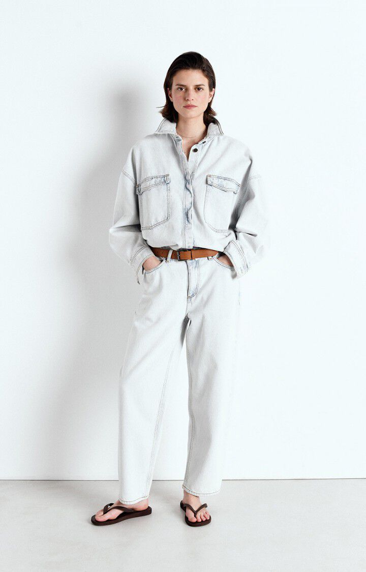 American Vintage Chemise Femme Joybird - WINTER BLEACHED 50 Manches Longues Bleu - E25