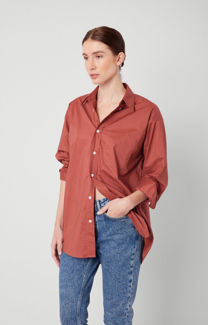 american vintage Chemise femme Krimcity - TOMETTE Manches longues Marron - E21