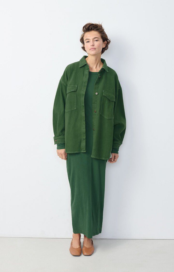 american vintage Chemise femme Nyolow - KAKI SURTEINT 50 Manches longues Vert - H24