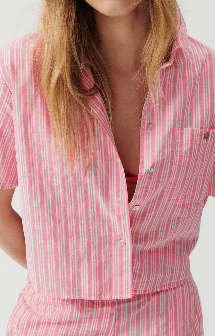 American Vintage Chemise Femme Odurock - RAYURES PIVOINE 21 Manches Courtes Rose - E23