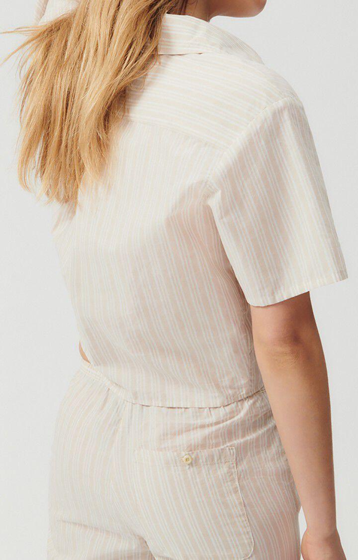 American Vintage Chemise Femme Odurock - RAYURES SABLE 21 Manches Courtes Blanc - E23