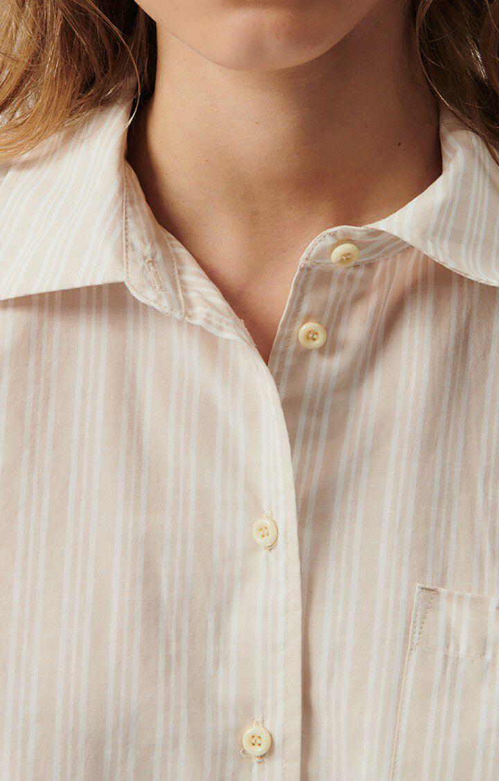 American Vintage Chemise Femme Odurock - RAYURES SABLE 21 Manches Courtes Blanc - E23