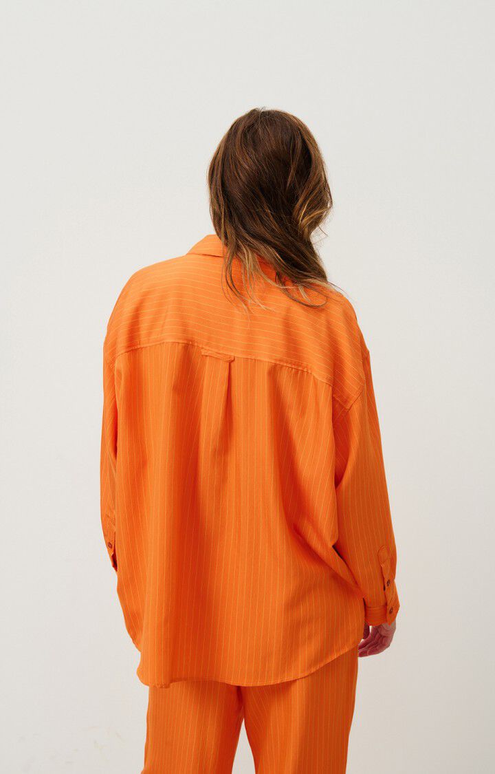 American Vintage Chemise Femme Okyrow - CANNELLE RAYE 50 Manches Longues Orange - H24