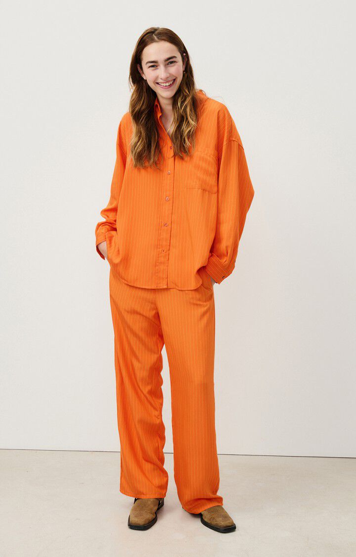 American Vintage Chemise Femme Okyrow - CANNELLE RAYE 50 Manches Longues Orange - H24