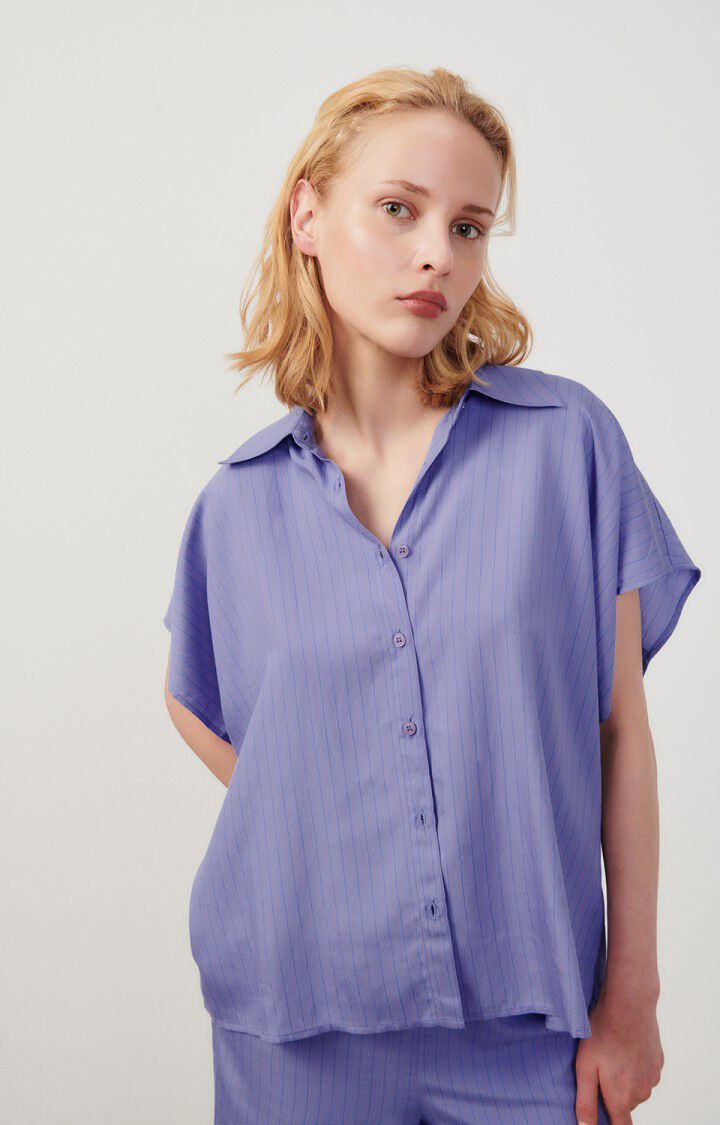 american vintage Chemise femme Okyrow - IRIS RAYE 28 Manches courtes Violet - E24
