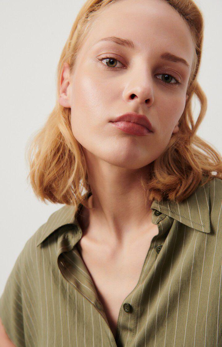 American Vintage Chemise Femme Okyrow - OLIVE RAYE 28 Manches Courtes Vert - E24