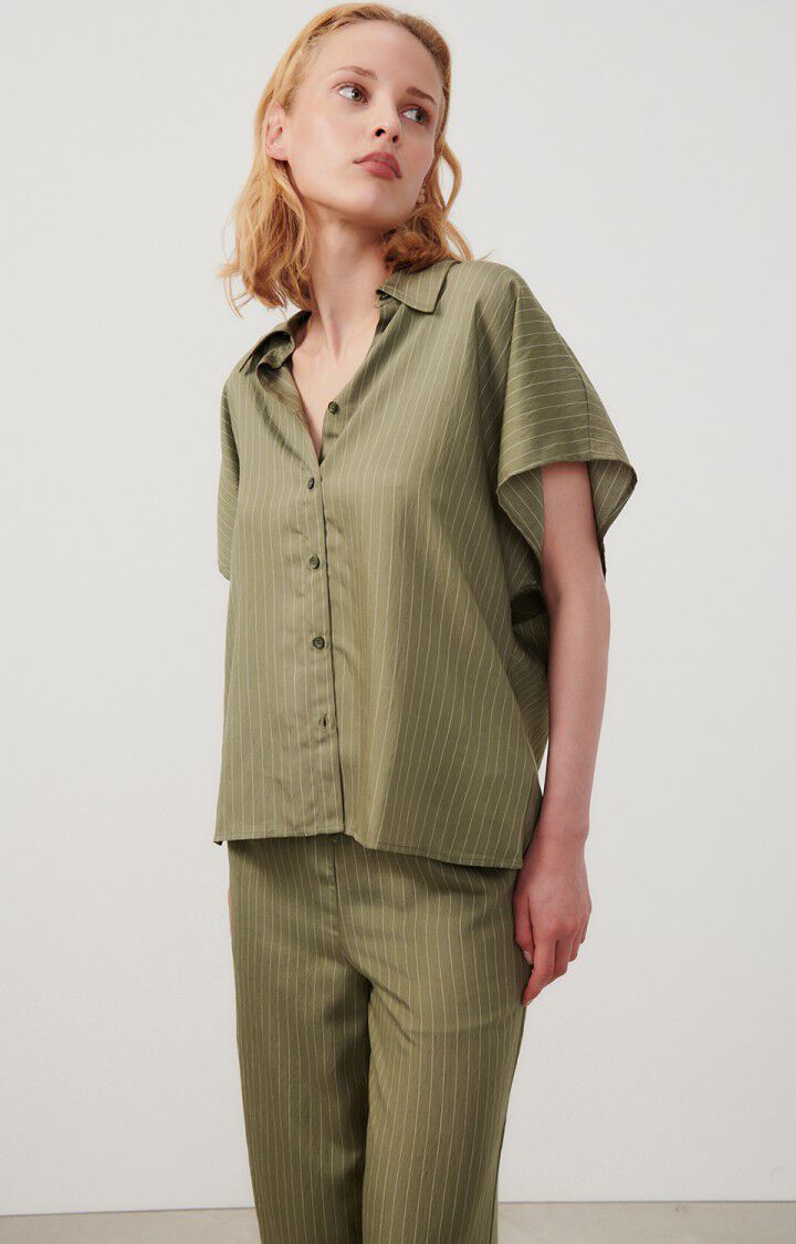 american vintage Chemise femme Okyrow - OLIVE RAYE 28 Manches courtes Vert - E24