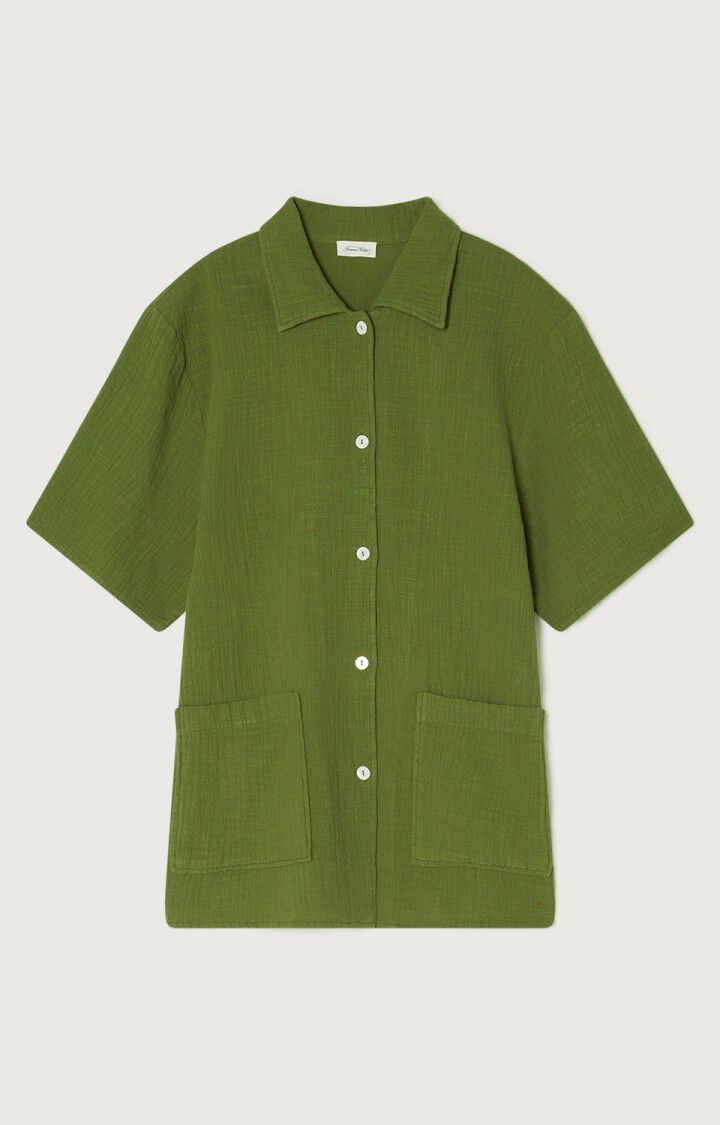 american vintage Chemise femme Oyobay - CROCODILE Manches courtes Vert - E22B