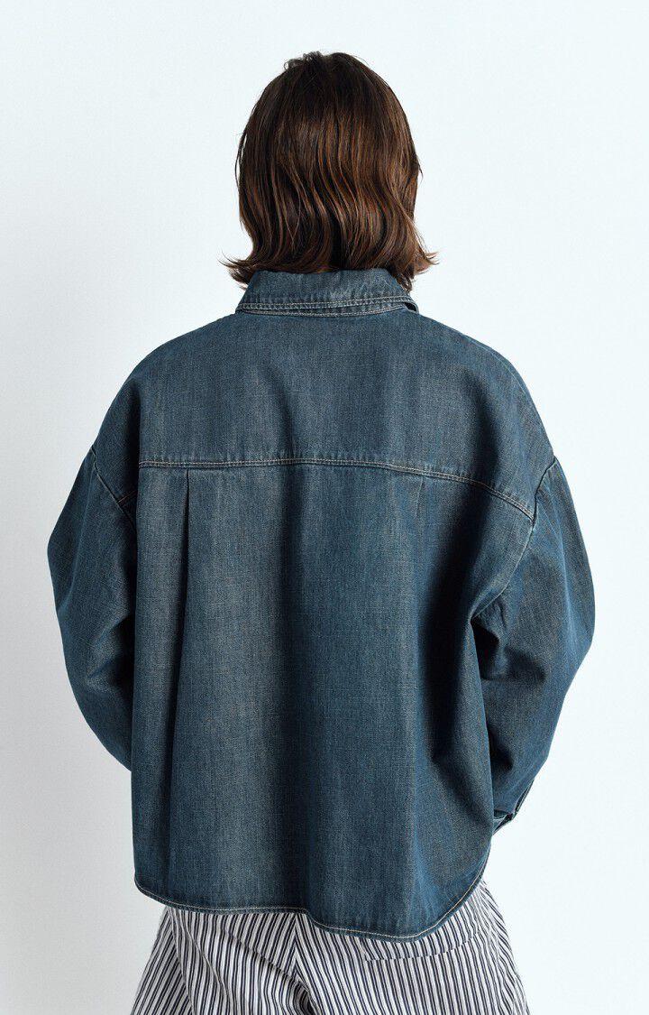 American Vintage Chemise Femme Ozyr - MEDIUM GREEN CAST 51 Manches Longues Bleu - E25