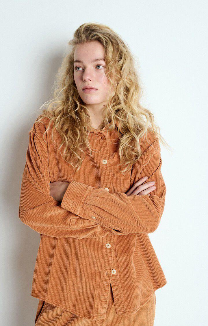 american vintage Chemise femme Padow - NOISETIER VINTAGE 59 Manches longues Marron - E25