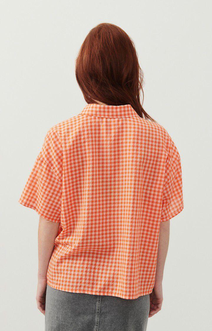 American Vintage Chemise Femme Pykoboo - VICHY ORANGE FLUO 17 Manches Courtes Orange - E24