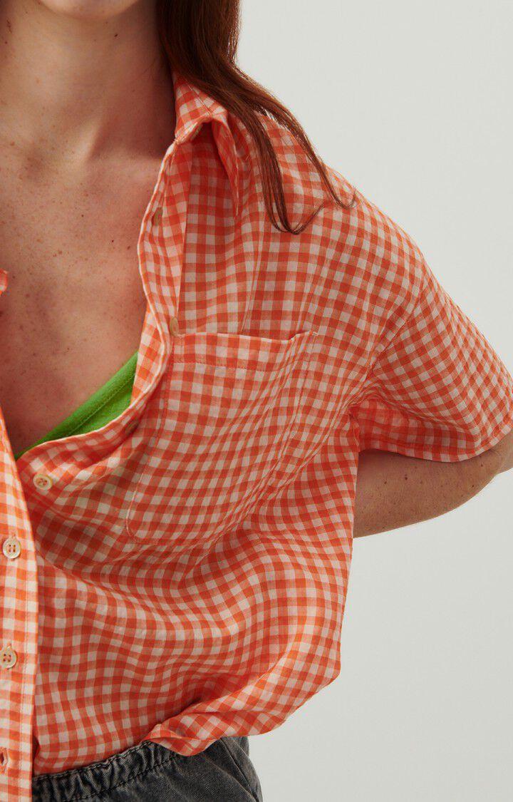 American Vintage Chemise Femme Pykoboo - VICHY ORANGE FLUO 17 Manches Courtes Orange - E24
