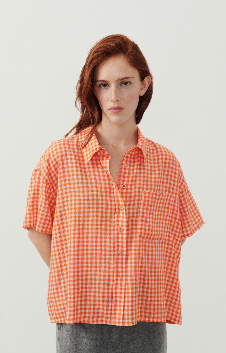 american vintage Chemise femme Pykoboo - VICHY ORANGE FLUO 17 Manches courtes Orange - E24
