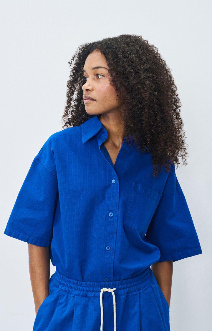 american vintage Chemise femme Rygybay - BLEU DE PRUSSE 22 Manches courtes Bleu - E25