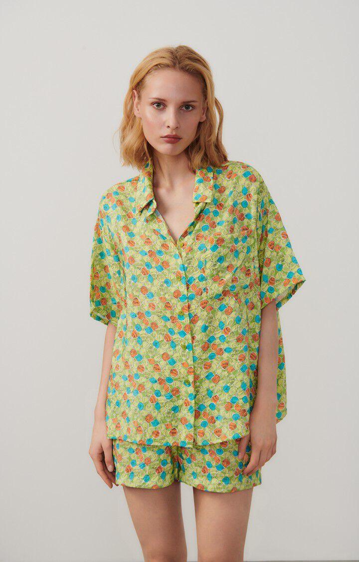 american vintage Chemise femme Scarow - BRIGITTE 19 Manches courtes Vert - E24