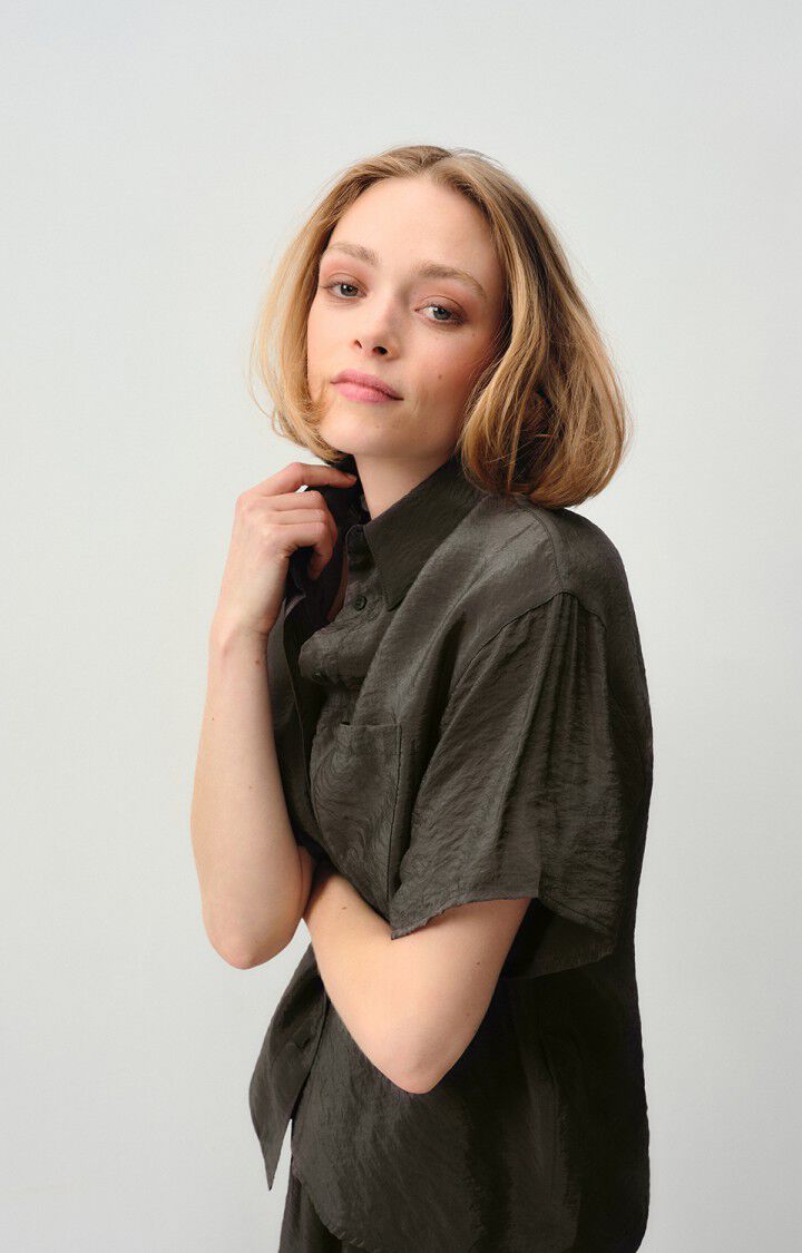 American Vintage Chemise Femme Scarow - CARBONE 19 Manches Courtes Noir - E24