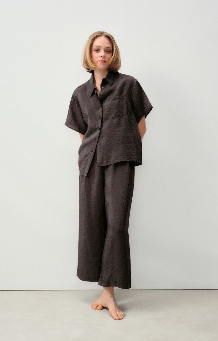American Vintage Chemise Femme Scarow - CARBONE 19 Manches Courtes Noir - E24