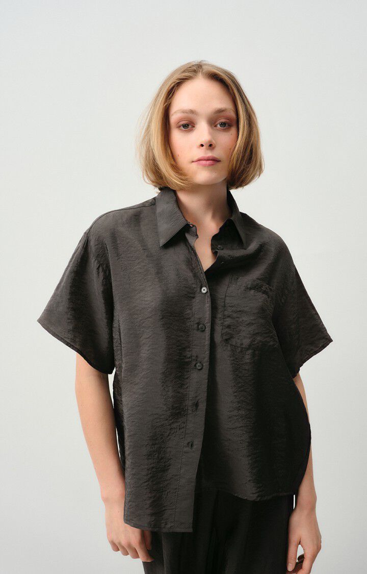 american vintage Chemise femme Scarow - CARBONE 19 Manches courtes Noir - E24