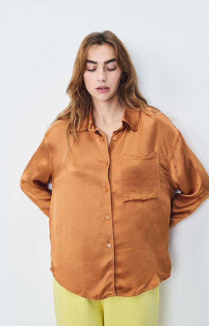 american vintage Chemise femme Shaning - CANNELLE 53 Manches longues Marron - H23