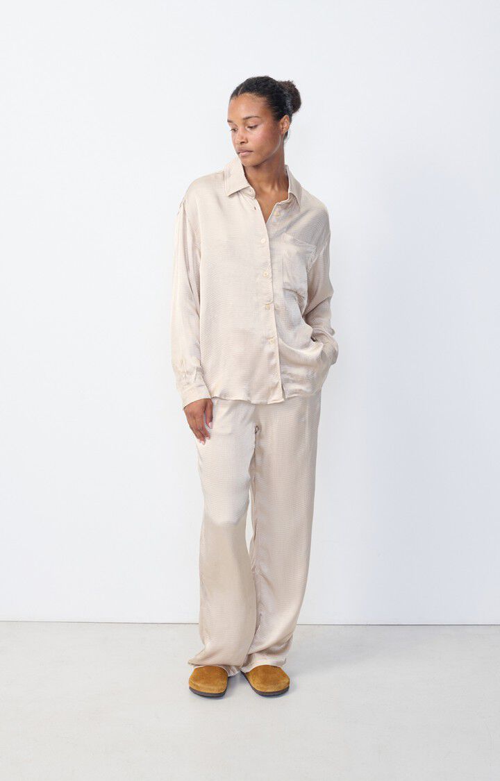 American Vintage Chemise Femme Shaning - ECRU 53 Manches Longues Beige - H23