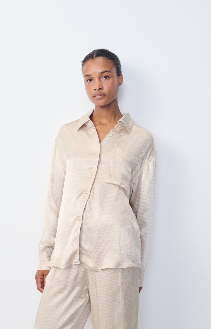 american vintage Chemise femme Shaning - ECRU 53 Manches longues Beige - H23
