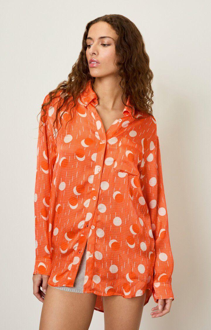 american vintage Chemise femme Shaning - EDDY 56 Manches longues Orange - E23