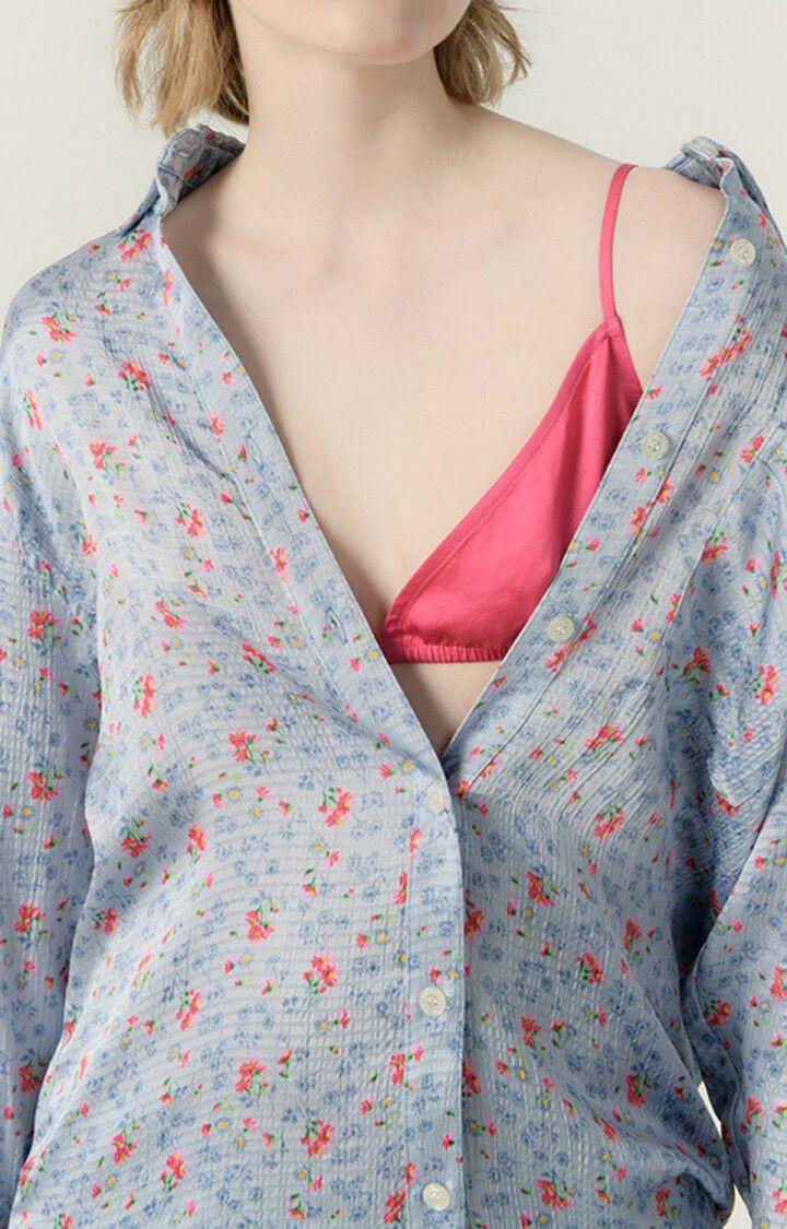 american vintage Chemise femme Shaning - LYNETTE 56 Manches longues Bleu - E23