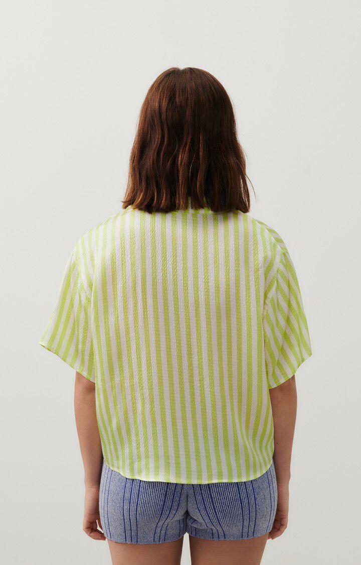 American Vintage Chemise Femme Shaning - RAYURES JAUNES FLUO 20 Manches Courtes Jaune - E24