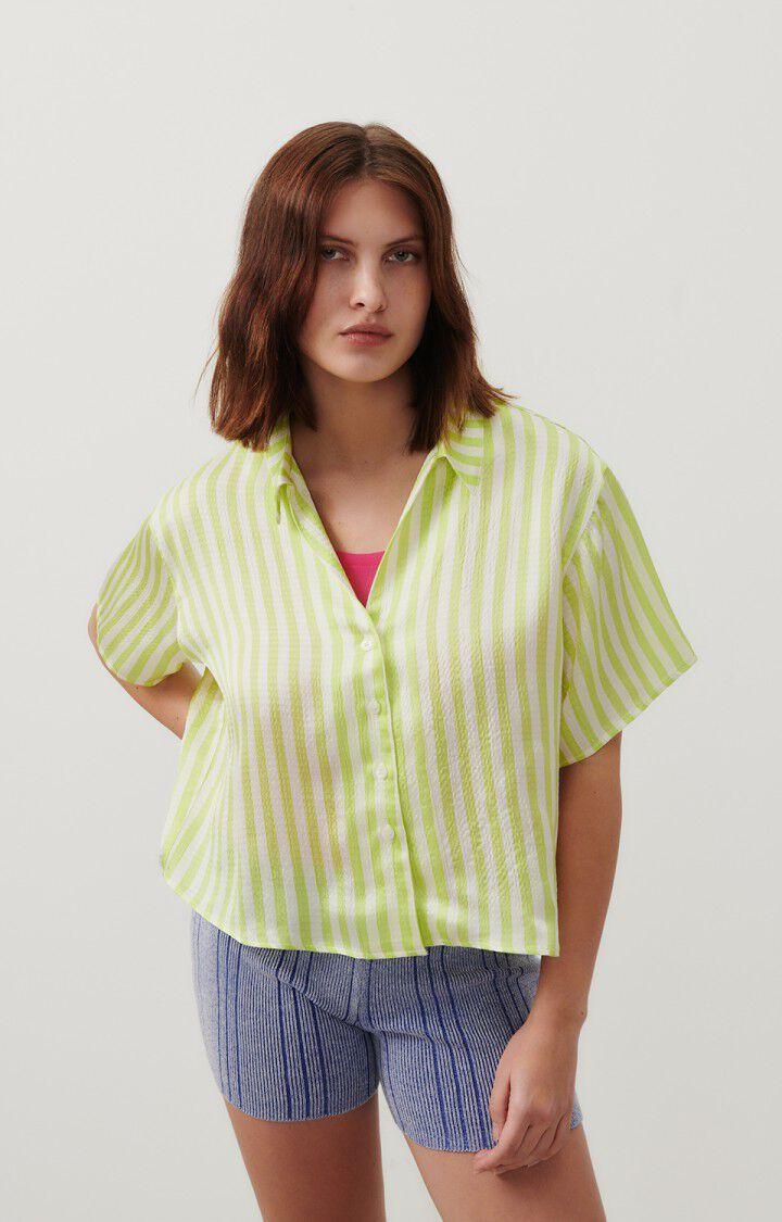 american vintage Chemise femme Shaning - RAYURES JAUNES FLUO 20 Manches courtes Jaune - E24