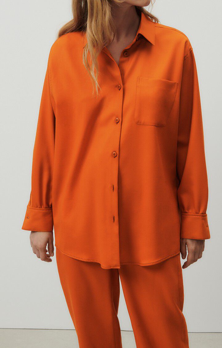 american vintage Chemise femme Tabinsville - CANNELLE 59 Manches longues Marron - H23