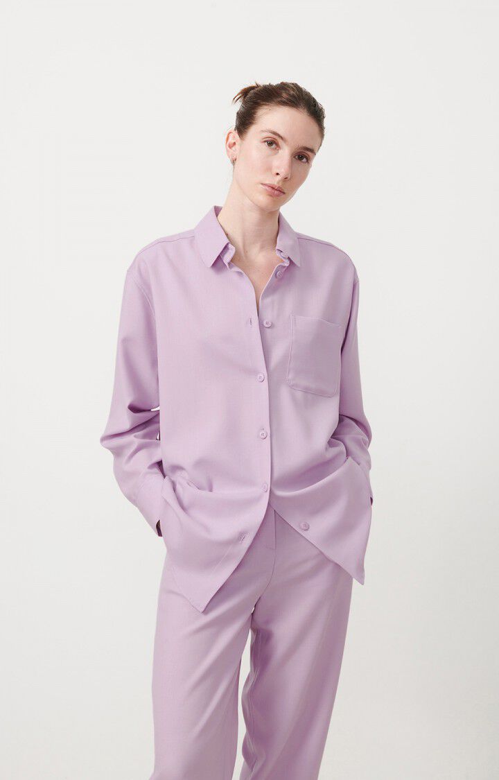 american vintage Chemise femme Tabinsville - PARME 59 Manches longues Violet - E23